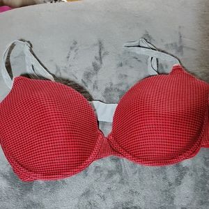 Victoria's Secret red black check bra 36D